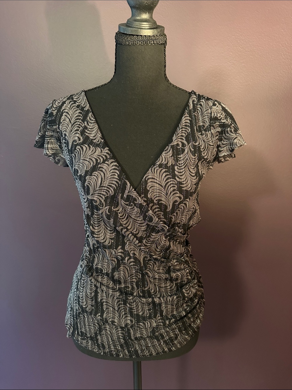 Black and Gray Sparkly Blouse